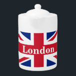 Union Jack London ~ British Flag Theepot<br><div class="desc">Vlag van het Verenigd Koninkrijk van Groot-Brittannië en Noord-Ierland met de Londense tekst. Het verlof zoals is,  past tekst aan,  of maakt leeg.</div>