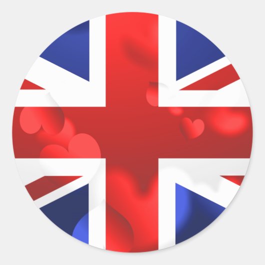Union Jack Love Ronde Sticker (Voorkant)