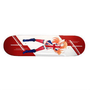Union Jack Manga girl in de vlag - Verenigd Konink Persoonlijk Skateboard