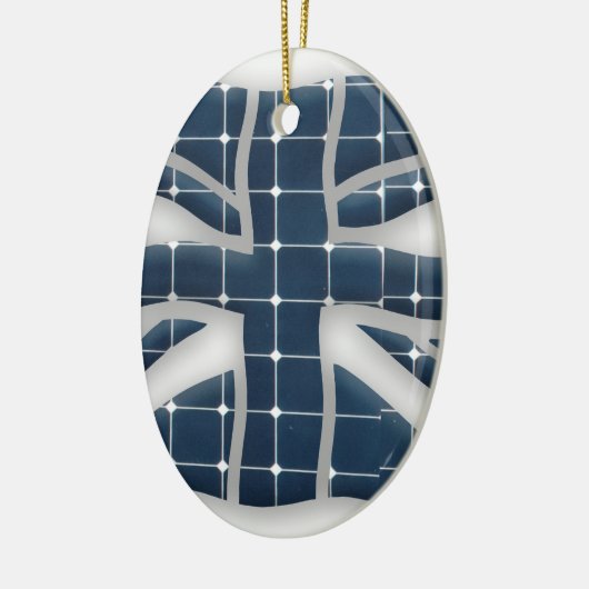 Union Jack met fotovoltaïsche zonnepanelen. Keramisch Ornament (Links)