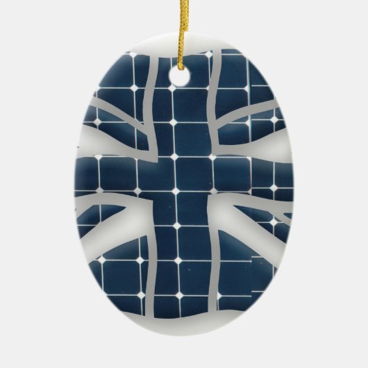 Union Jack met fotovoltaïsche zonnepanelen. Keramisch Ornament (Voorkant)