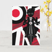 Union Jack Mod op de Retro Scooter Kaart (Gele Bloem)