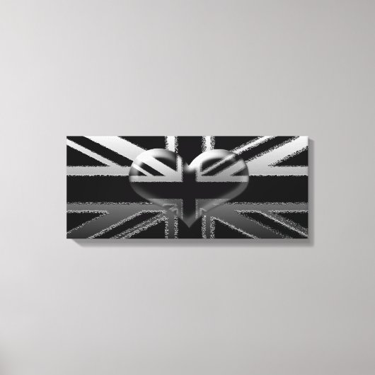 Union Jack Modern Zwart en Zilver Canvas Print (Voorkant)