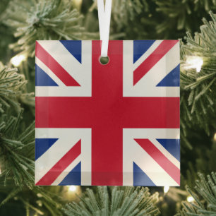 Union Jack National Flag of United Kingdom England Glas Ornament