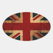 Union Jack (, noodlijdende look) Ovale Sticker (Voorkant)