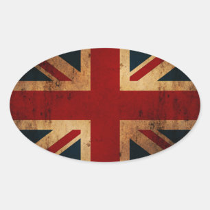 Union Jack (, noodlijdende look) Ovale Sticker