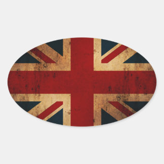 Union Jack (, noodlijdende look) Ovale Sticker
