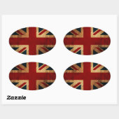 Union Jack (, noodlijdende look) Ovale Sticker (Vel)