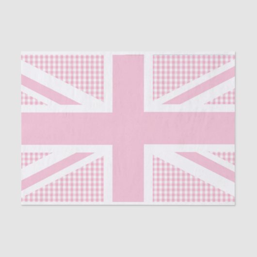 Union Jack on Pink Country Gingham Pattern Tissuepapier (Voorkant)