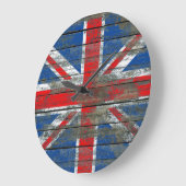 Union Jack on Rough Wood Boards Effect Grote Klok (Hoek)