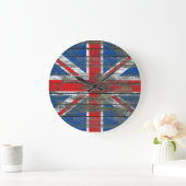 Union Jack on Rough Wood Boards Effect Grote Klok (Huis)