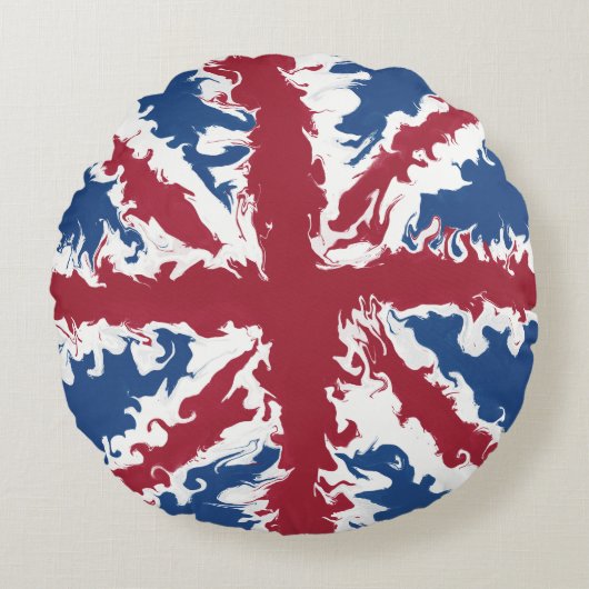 Union Jack Painted UK Art Rond Kussen (Voorkant)