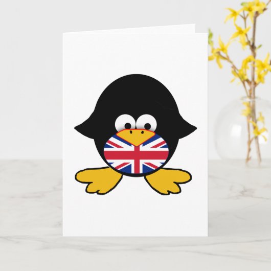 Union Jack Penguin Kaart (Gele Bloem)