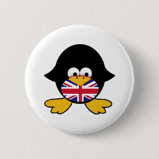 Union Jack Penguin Ronde Button 5,7 Cm (Voorkant)
