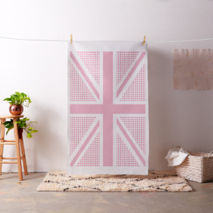 Union Jack Pink Gingham Pattern Stof