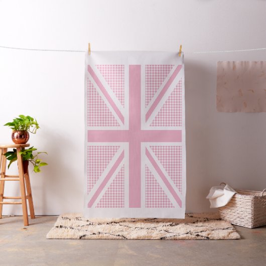 Union Jack Pink Gingham Pattern Stof (Voorbeeld)
