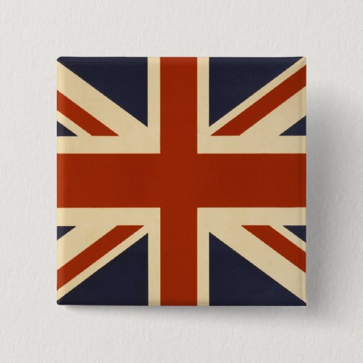 Union Jack Retro Vierkante Button 5,1 Cm (Voorkant)