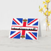Union Jack Royal Crown Londen Verjaardag Kaart (Gele Bloem)