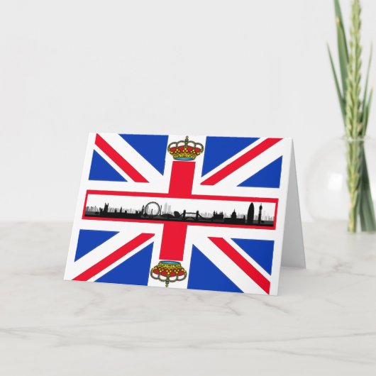 Union Jack Royal Crown Londen Verjaardag Kaart (Voorkant)