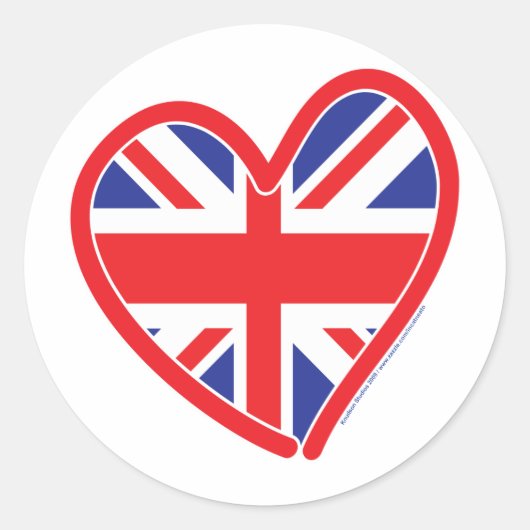 Union Jack Royal Heart Ronde Sticker (Voorkant)