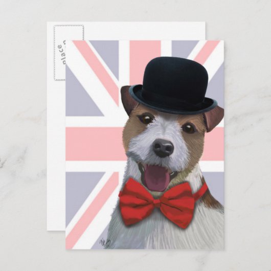 Union Jack Russell Briefkaart (Voorkant / Achterkant)