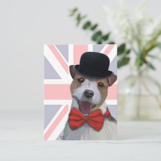 Union Jack Russell Briefkaart (Staand voorkant)