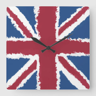 Union Jack schilderde kunstwerk van Heva Weva Vierkante Klok