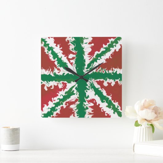 Union Jack Schilderde UK Art Rood en Groene Wall A Vierkante Klok (Huis)