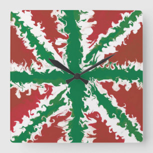 Union Jack Schilderde UK Art Rood en Groene Wall A Vierkante Klok