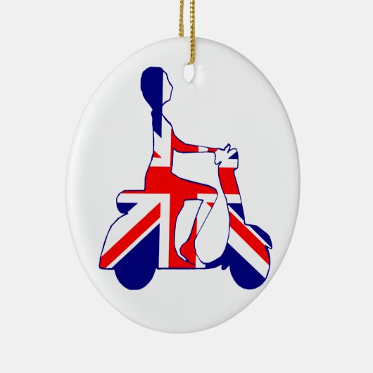 Union Jack scooter-meisje Keramisch Ornament (Rechts)