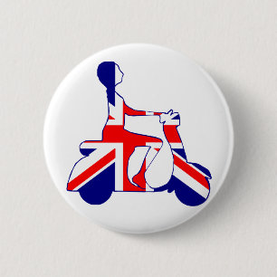 Union Jack scooter-meisje Ronde Button 5,7 Cm