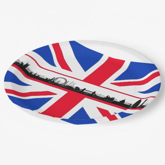 Union Jack Skyline Londen Thema Party Paper Borden Papieren Bordje (Gekanteld)
