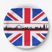 Union Jack Skyline Londen Thema Party Paper Borden Papieren Bordje (Voorkant)