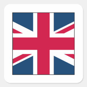 Union Jack Square-Sticker met transparante grens Vierkante Sticker