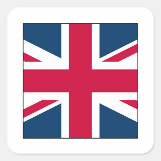 Union Jack Square-Sticker met transparante grens Vierkante Sticker