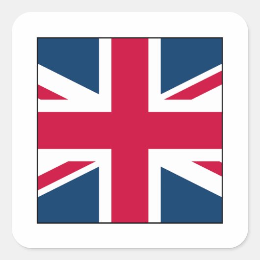 Union Jack Square-Sticker met transparante grens Vierkante Sticker (Voorkant)