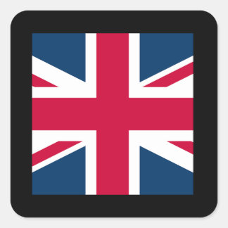 Union Jack Sticker Square met zwarte grens