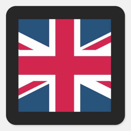 Union Jack Sticker Square met zwarte grens (Voorkant)