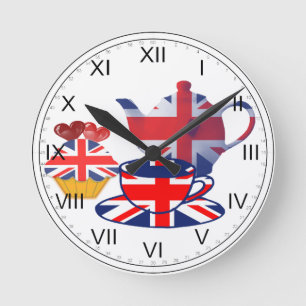 Union Jack Tea-time wandklok
