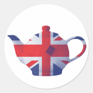 Union Jack Teapot Ronde Sticker