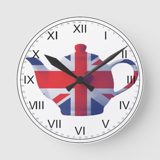 Union Jack Teapot Wall klok (Voorkant)
