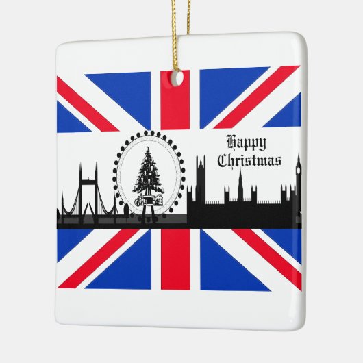 Union Jack Theme London met kerstversiering Keramisch Ornament (Links)