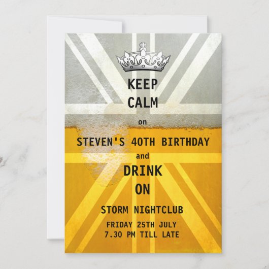 Union Jack UK Flag Cold Fresh Beer Birthday Party Kaart (Voorkant)