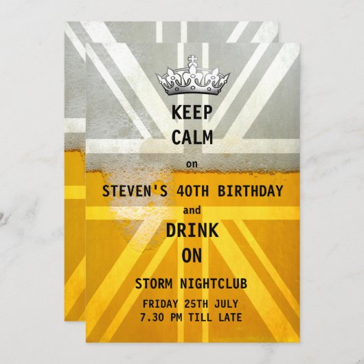 Union Jack UK Flag Cold Fresh Beer Birthday Party Kaart (Voorkant / Achterkant)