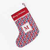 UNION JACK UK Flag Monogram aangepaste tekst Kleine Kerstsok (Achterkant (Hangend))