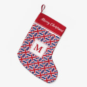 UNION JACK UK Flag Monogram aangepaste tekst Kleine Kerstsok (Voorkant (Hangend))