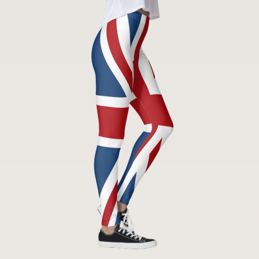 Union Jack UK Flag Red White Leggings (Rechts)
