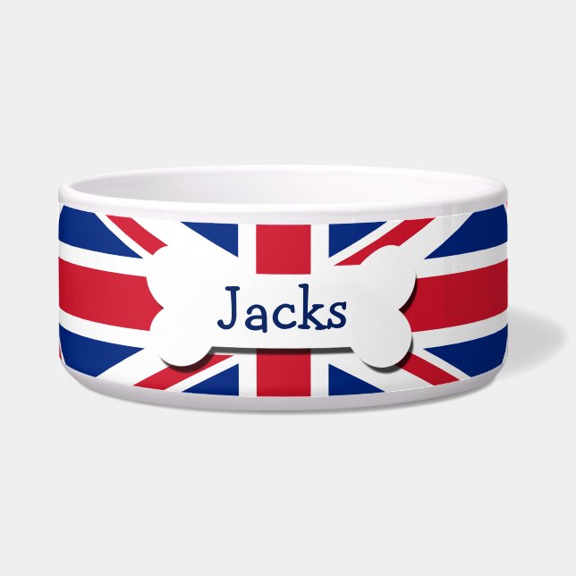 Union Jack UK gepersonaliseerd Voerbakje (Voorkant)