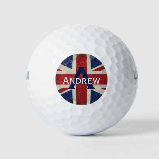 Union Jack UK Monogram Persoonlijk Golfbal Golfballen (Voorkant)