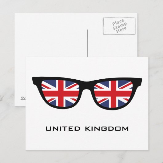 Union Jack UK Shades aangepaste tekst & kleur brie Briefkaart (Voorkant / Achterkant)